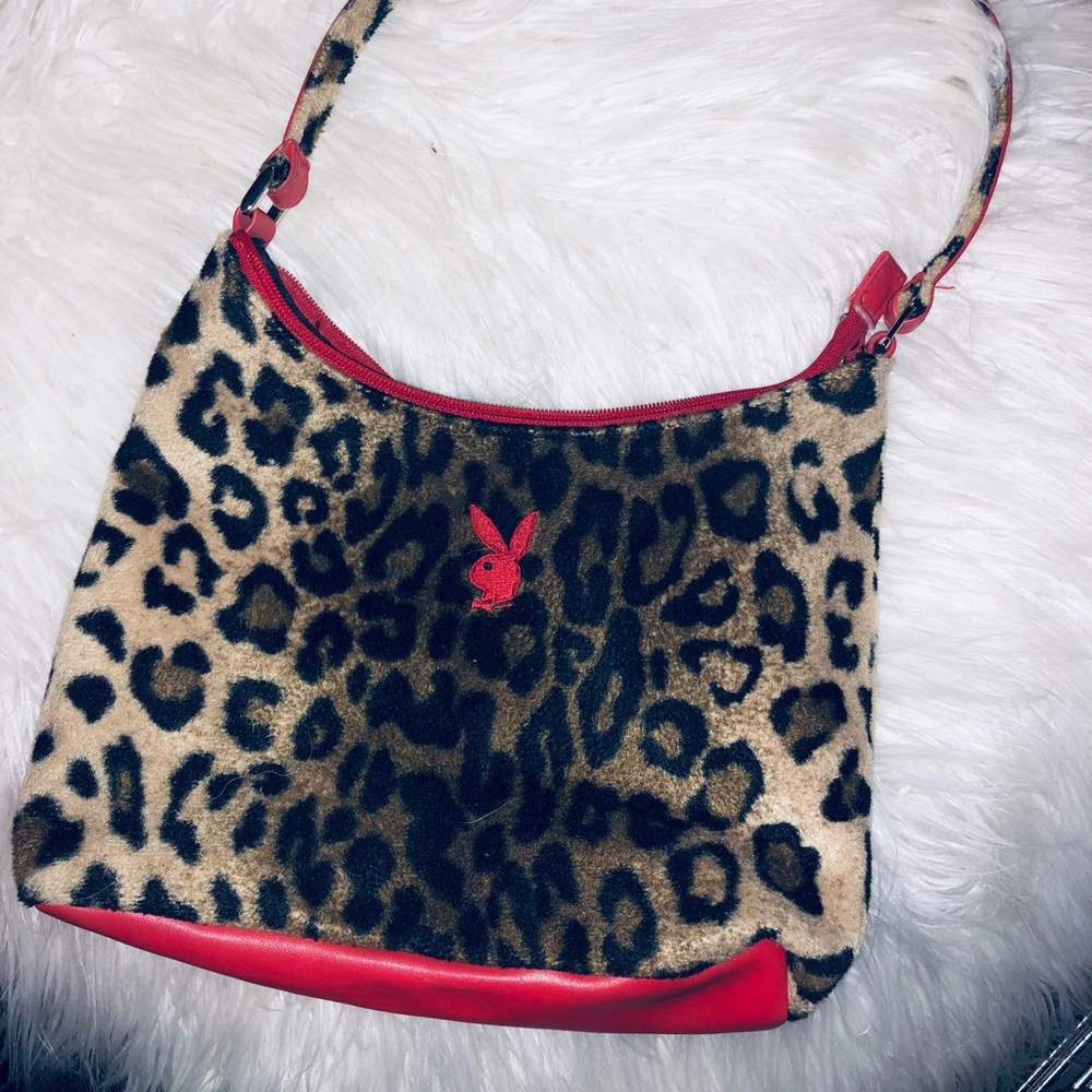 Playboy Leopard print purse with the red accent